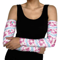 Monstera Tiare Plumeria Lei Pattern Arm Sleeves Pink Version