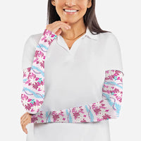 Monstera Tiare Plumeria Lei Pattern Arm Sleeves Pink Version