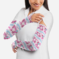 Monstera Tiare Plumeria Lei Pattern Arm Sleeves Pink Version