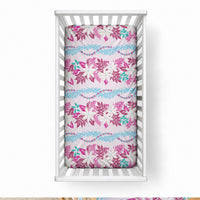 Monstera Tiare Plumeria Lei Pattern Baby Bed Cover Pink Version