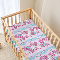 Monstera Tiare Plumeria Lei Pattern Baby Bed Cover Pink Version