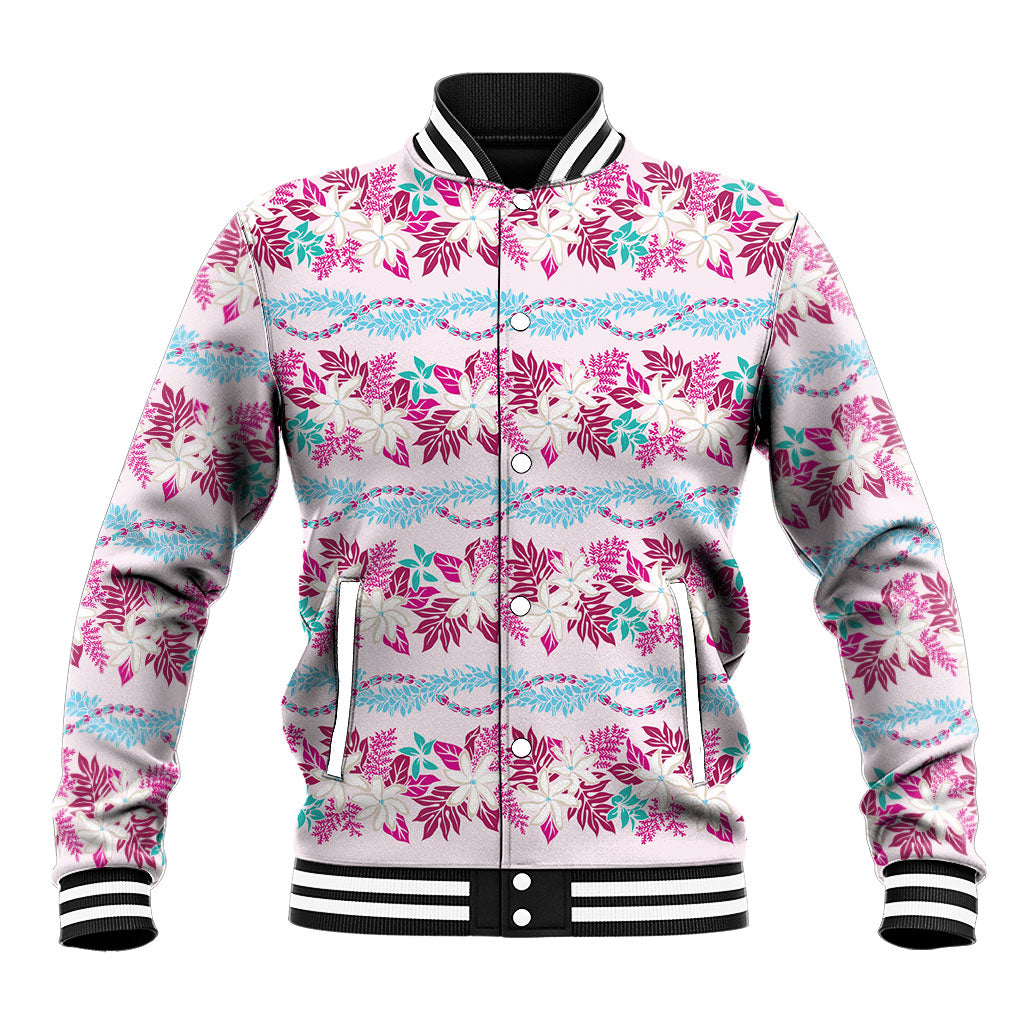 Monstera Tiare Plumeria Lei Pattern Baseball Jacket Pink Version