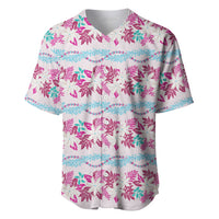 Monstera Tiare Plumeria Lei Pattern Baseball Jersey Pink Version