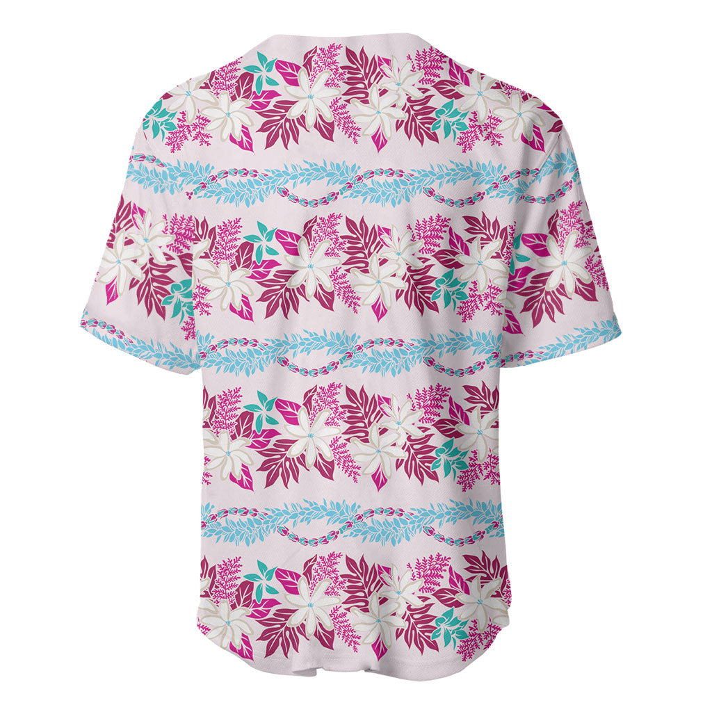 Monstera Tiare Plumeria Lei Pattern Baseball Jersey Pink Version