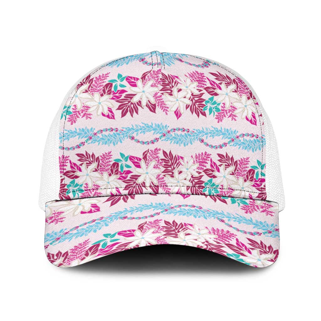 Monstera Tiare Plumeria Lei Pattern Baseball Net Cap Pink Version