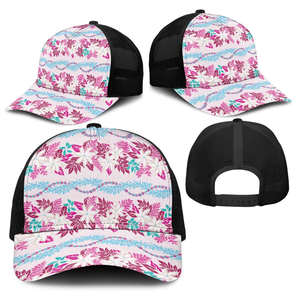 Monstera Tiare Plumeria Lei Pattern Baseball Net Cap Pink Version