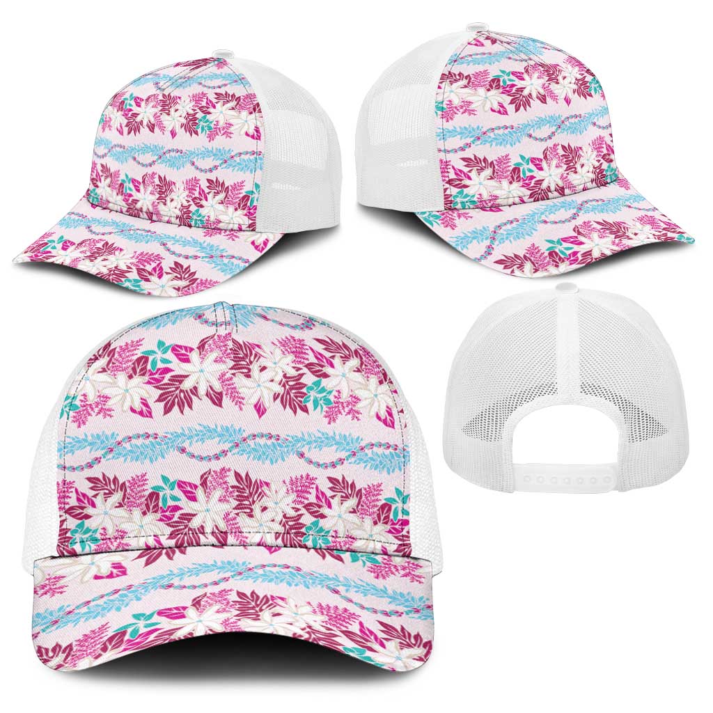 Monstera Tiare Plumeria Lei Pattern Baseball Net Cap Pink Version
