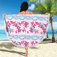 Monstera Tiare Plumeria Lei Pattern Beach Blanket Pink Version
