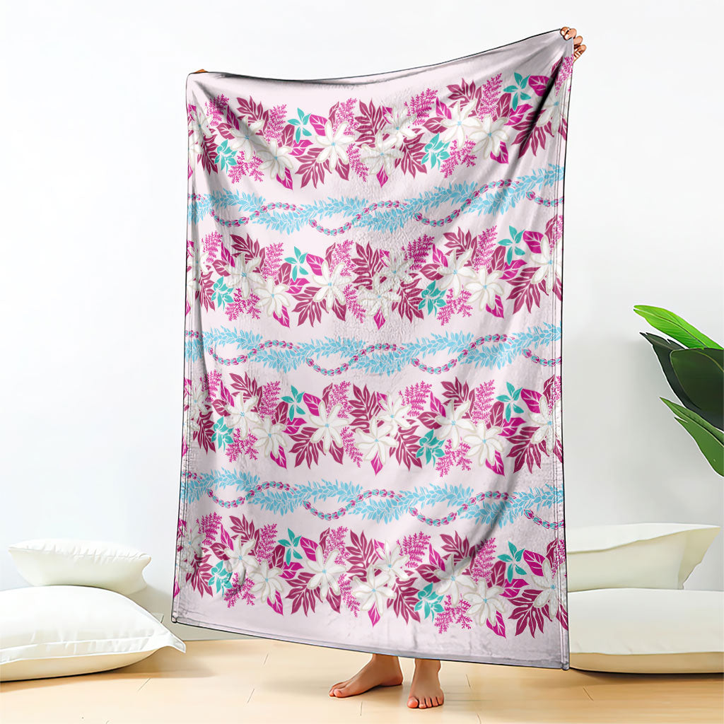 Monstera Tiare Plumeria Lei Pattern Blanket Pink Version LT01 - Polynesian Pride