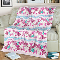 Monstera Tiare Plumeria Lei Pattern Blanket Pink Version LT01 - Polynesian Pride
