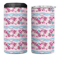 Monstera Tiare Plumeria Lei Pattern 4 in 1 Can Cooler Tumbler Pink Version