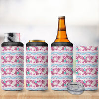 Monstera Tiare Plumeria Lei Pattern 4 in 1 Can Cooler Tumbler Pink Version