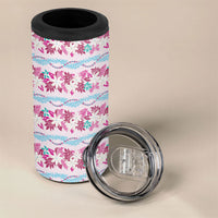 Monstera Tiare Plumeria Lei Pattern 4 in 1 Can Cooler Tumbler Pink Version