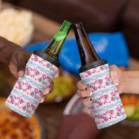 Monstera Tiare Plumeria Lei Pattern 4 in 1 Can Cooler Tumbler Pink Version