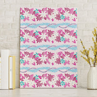 Monstera Tiare Plumeria Lei Pattern Canvas Wall Art Pink Version