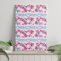 Monstera Tiare Plumeria Lei Pattern Canvas Wall Art Pink Version