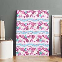 Monstera Tiare Plumeria Lei Pattern Canvas Wall Art Pink Version