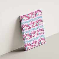 Monstera Tiare Plumeria Lei Pattern Canvas Wall Art Pink Version