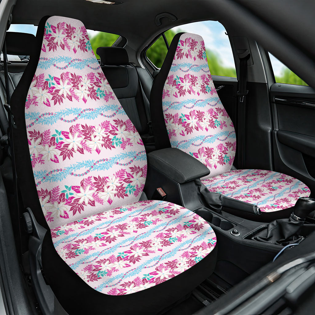 Monstera Tiare Plumeria Lei Pattern Car Seat Cover Pink Version