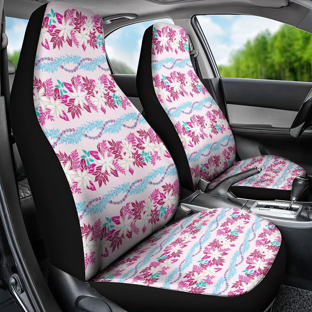 Monstera Tiare Plumeria Lei Pattern Car Seat Cover Pink Version