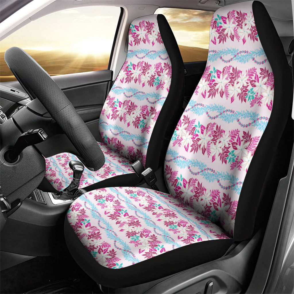 Monstera Tiare Plumeria Lei Pattern Car Seat Cover Pink Version