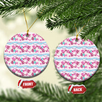 Monstera Tiare Plumeria Lei Pattern Ceramic Ornament Pink Version