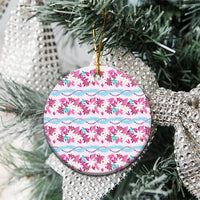 Monstera Tiare Plumeria Lei Pattern Ceramic Ornament Pink Version