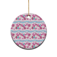 Monstera Tiare Plumeria Lei Pattern Ceramic Ornament Pink Version