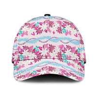 Monstera Tiare Plumeria Lei Pattern Classic Cap Pink Version