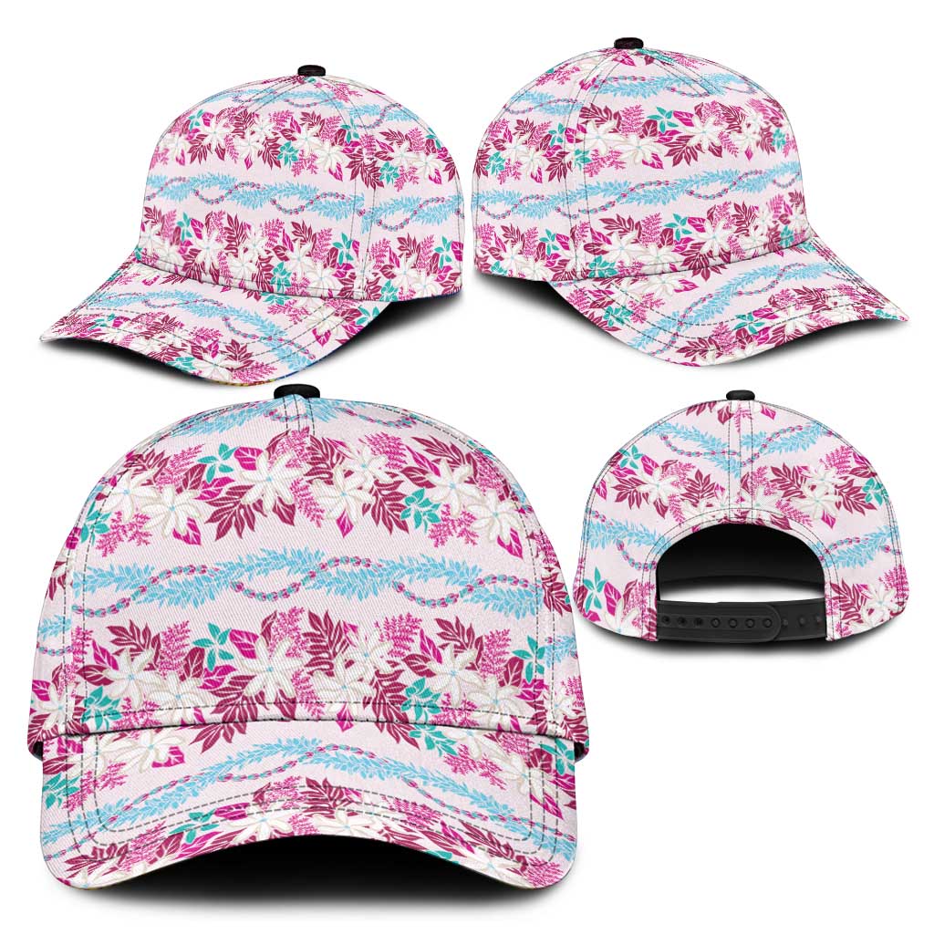 Monstera Tiare Plumeria Lei Pattern Classic Cap Pink Version