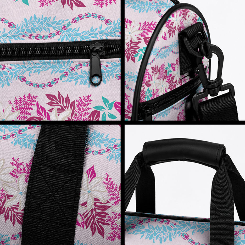 Monstera Tiare Plumeria Lei Pattern Duffle Bag Pink Version
