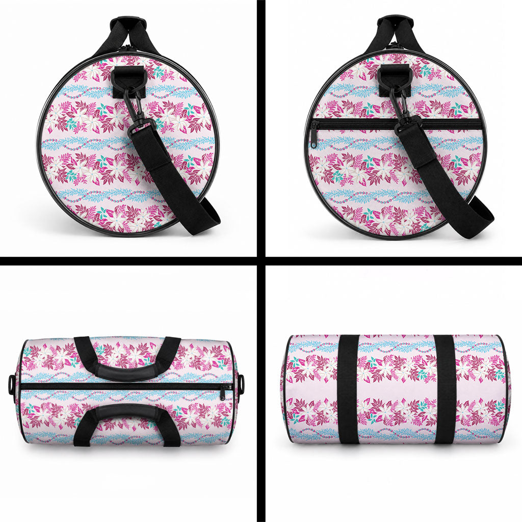 Monstera Tiare Plumeria Lei Pattern Duffle Bag Pink Version