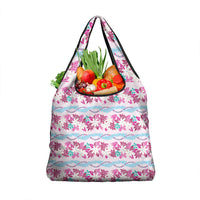 Monstera Tiare Plumeria Lei Pattern Grocery Bag Pink Version LT01 1-pack One Size Pink - Polynesian Pride