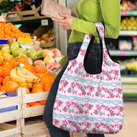 Monstera Tiare Plumeria Lei Pattern Grocery Bag Pink Version LT01 - Polynesian Pride