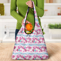 Monstera Tiare Plumeria Lei Pattern Grocery Bag Pink Version LT01 - Polynesian Pride