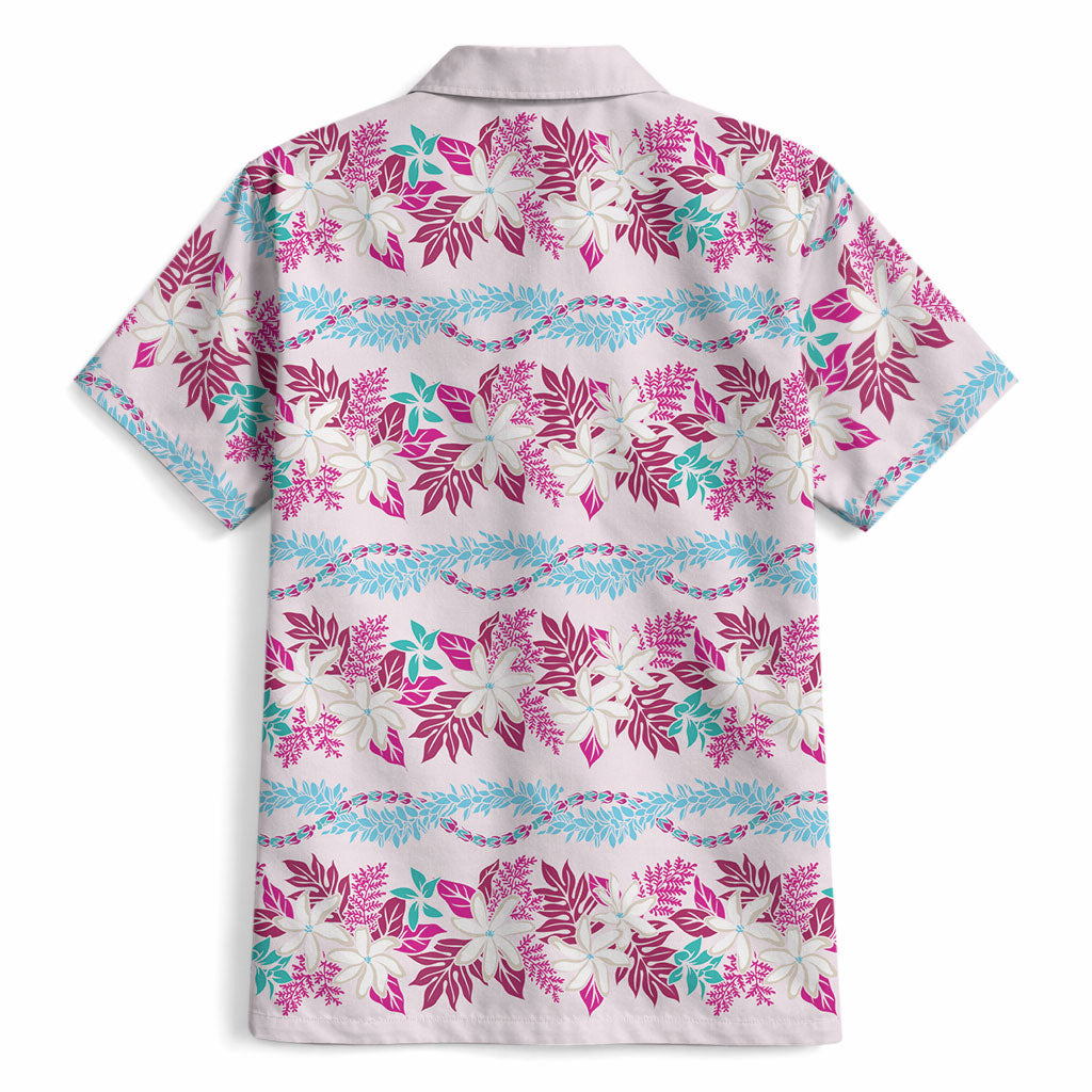Monstera Tiare Plumeria Lei Pattern Hawaiian Shirt Pink Version