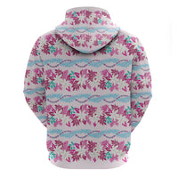 Monstera Tiare Plumeria Lei Pattern Hoodie Pink Version