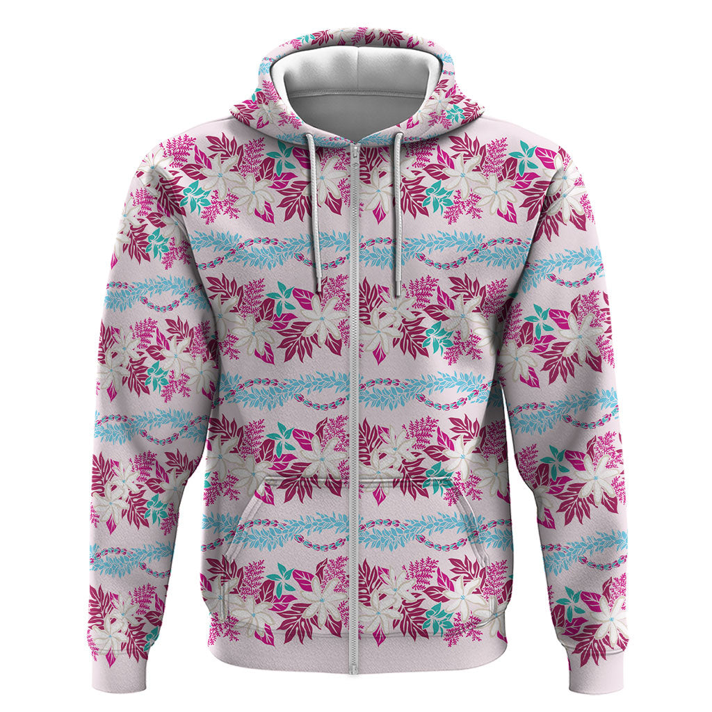 Monstera Tiare Plumeria Lei Pattern Hoodie Pink Version