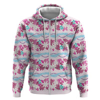 Monstera Tiare Plumeria Lei Pattern Hoodie Pink Version