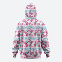 Monstera Tiare Plumeria Lei Pattern Hoodie Pink Version