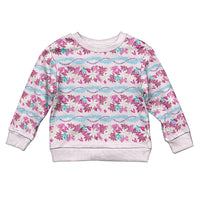 Monstera Tiare Plumeria Lei Pattern Kid Ugly Christmas Sweater Pink Version