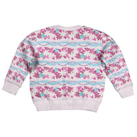 Monstera Tiare Plumeria Lei Pattern Kid Ugly Christmas Sweater Pink Version