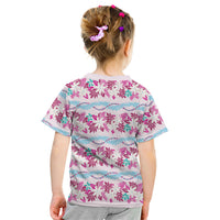 Monstera Tiare Plumeria Lei Pattern Kid T Shirt Pink Version