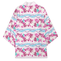 Monstera Tiare Plumeria Lei Pattern Kimono Pink Version