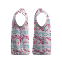 Monstera Tiare Plumeria Lei Pattern Christmas Knitted V-Neck Vest Pink Version