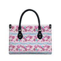 Monstera Tiare Plumeria Lei Pattern Leather Bag Pink Version