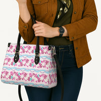 Monstera Tiare Plumeria Lei Pattern Leather Bag Pink Version