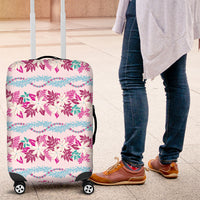 Monstera Tiare Plumeria Lei Pattern Luggage Cover Pink Version
