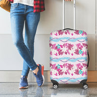 Monstera Tiare Plumeria Lei Pattern Luggage Cover Pink Version