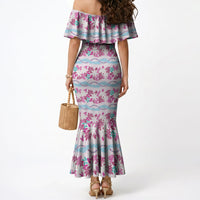 Monstera Tiare Plumeria Lei Pattern Mermaid Dress Pink Version